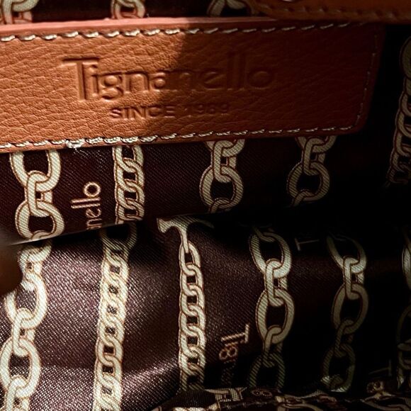 90’s Y2K Tignanello Leather Pumpkin Orange Pumpkin Spice Pebbled Shoulder Bad - Picture 11 of 16